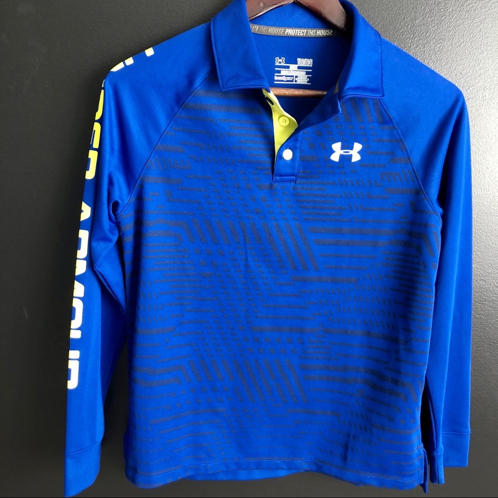 Under Armour Long-Sleeve Blue and Black Polo Shirt
